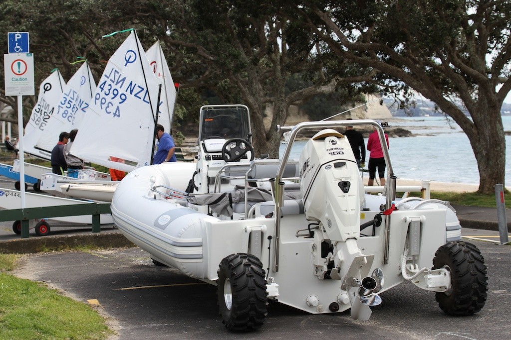 The ultimate Mommy Boat - but with the traffic congestion in Devonport this is probably a good option to get to the club on time - Wakatere Boating Club - Opening Day 2011 © Richard Gladwell www.photosport.co.nz